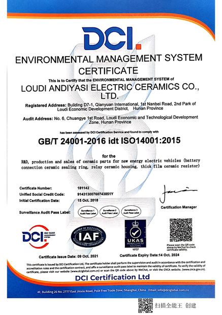 Çin Hunan Antaeus New Materials Co., LTD Sertifikalar